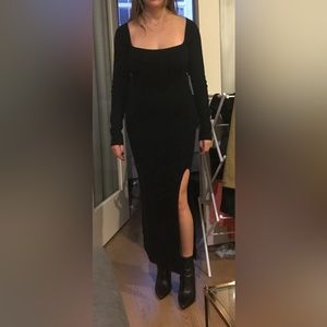 Leith square neck long sleeve sweater dress